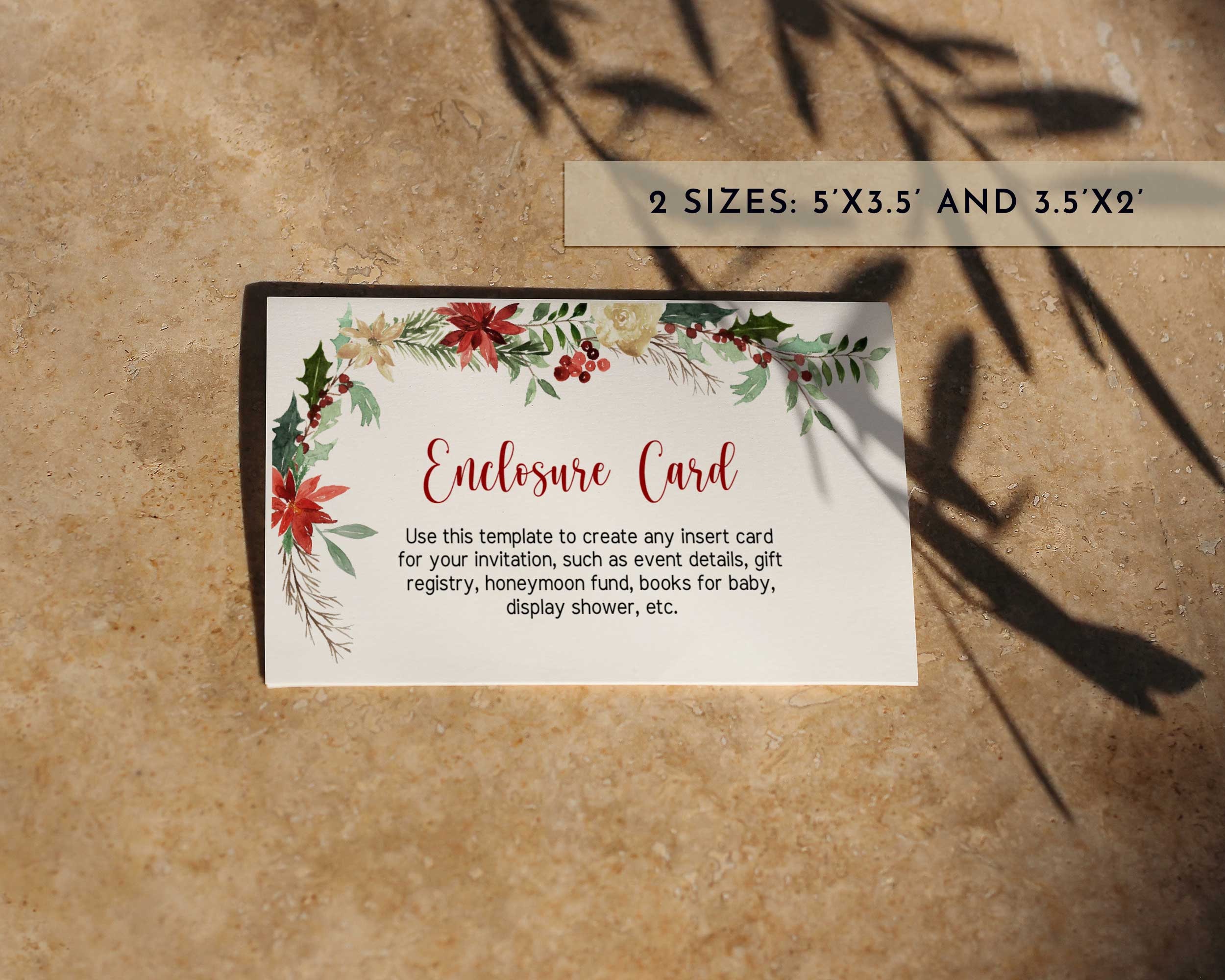Christmas Enclosure Cards Enclosure Card Template Invitation Etsy