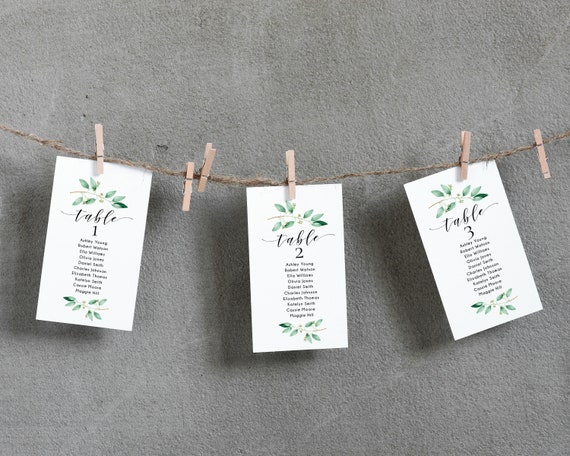 Printable Seating Chart Cards