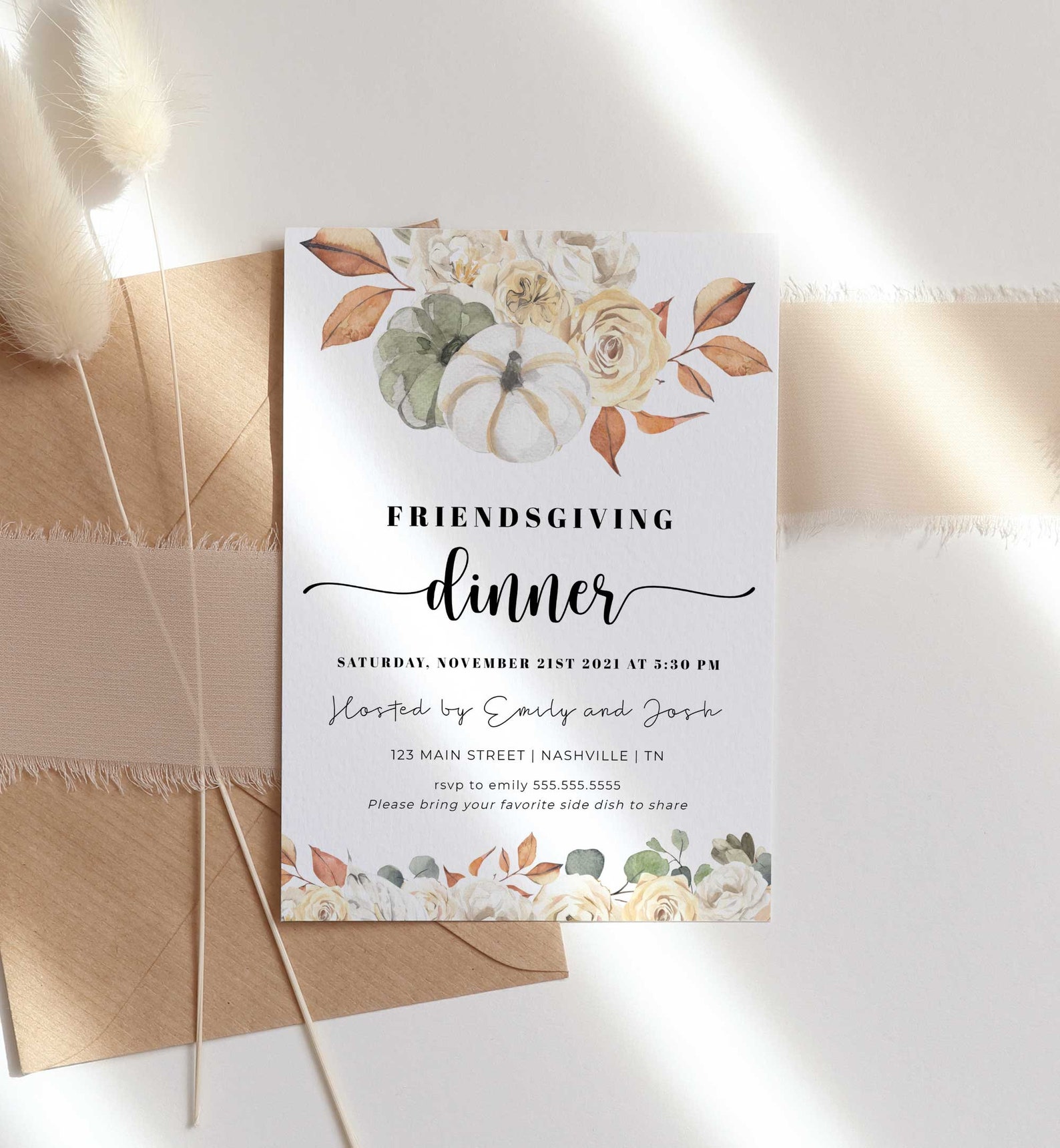 Friendsgiving Invitation Template Thanksgiving Dinner Etsy