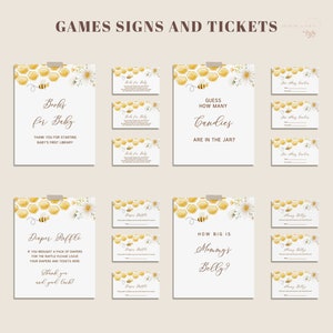 Bee Baby Shower Games, Honey Bee Baby Shower Bundle, Sweet as Can Bee Printable Games and Sign SPG4 image 4