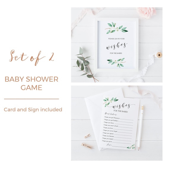 Twins baby shower wishes card and sign, wishes for babies, gender neutral twin baby shower printable game, printable, instant download - GN1 Il_570xn