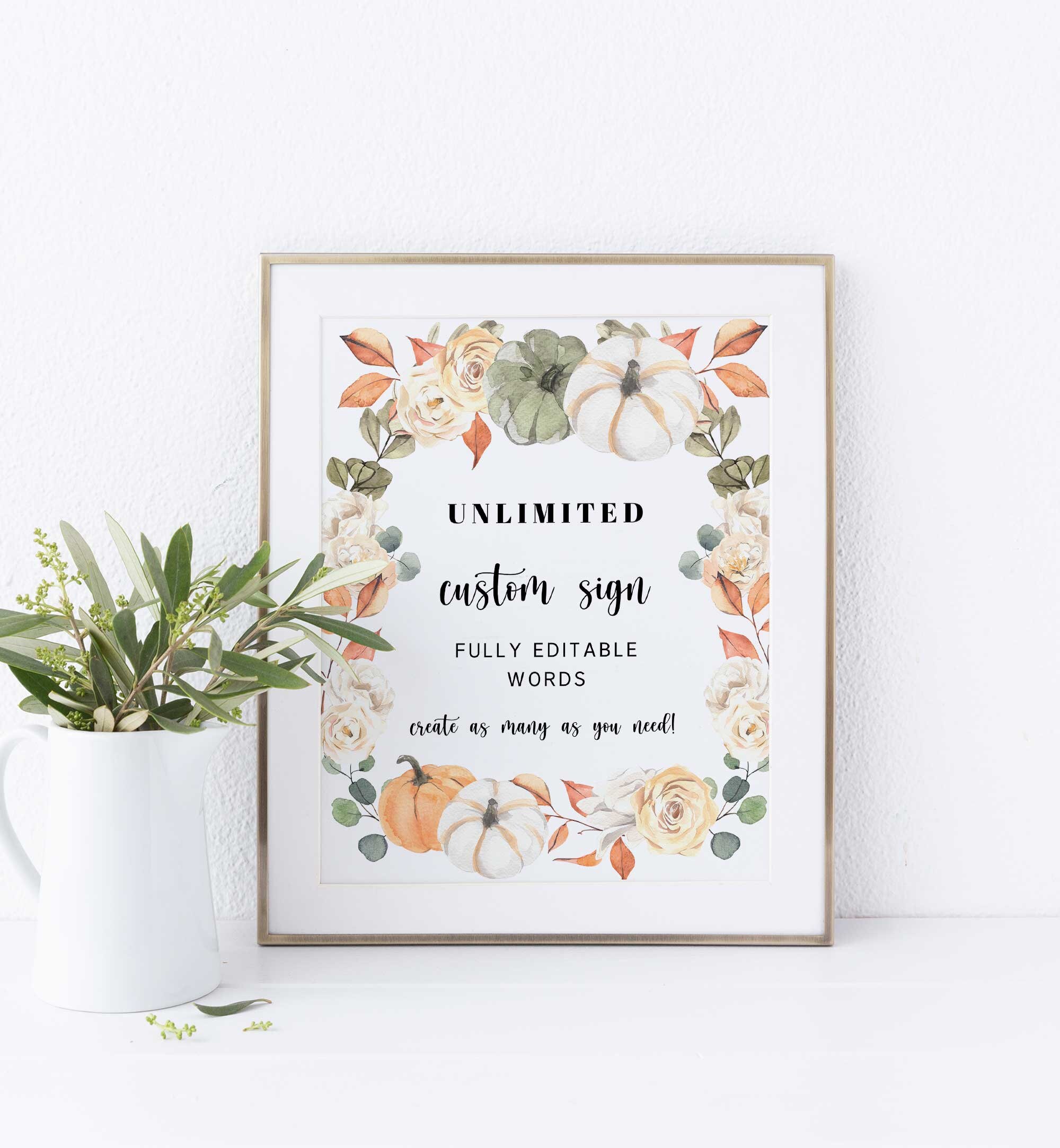 Editable Fall Pumpkin Sign Template, Party Decoration (digital Download ...
