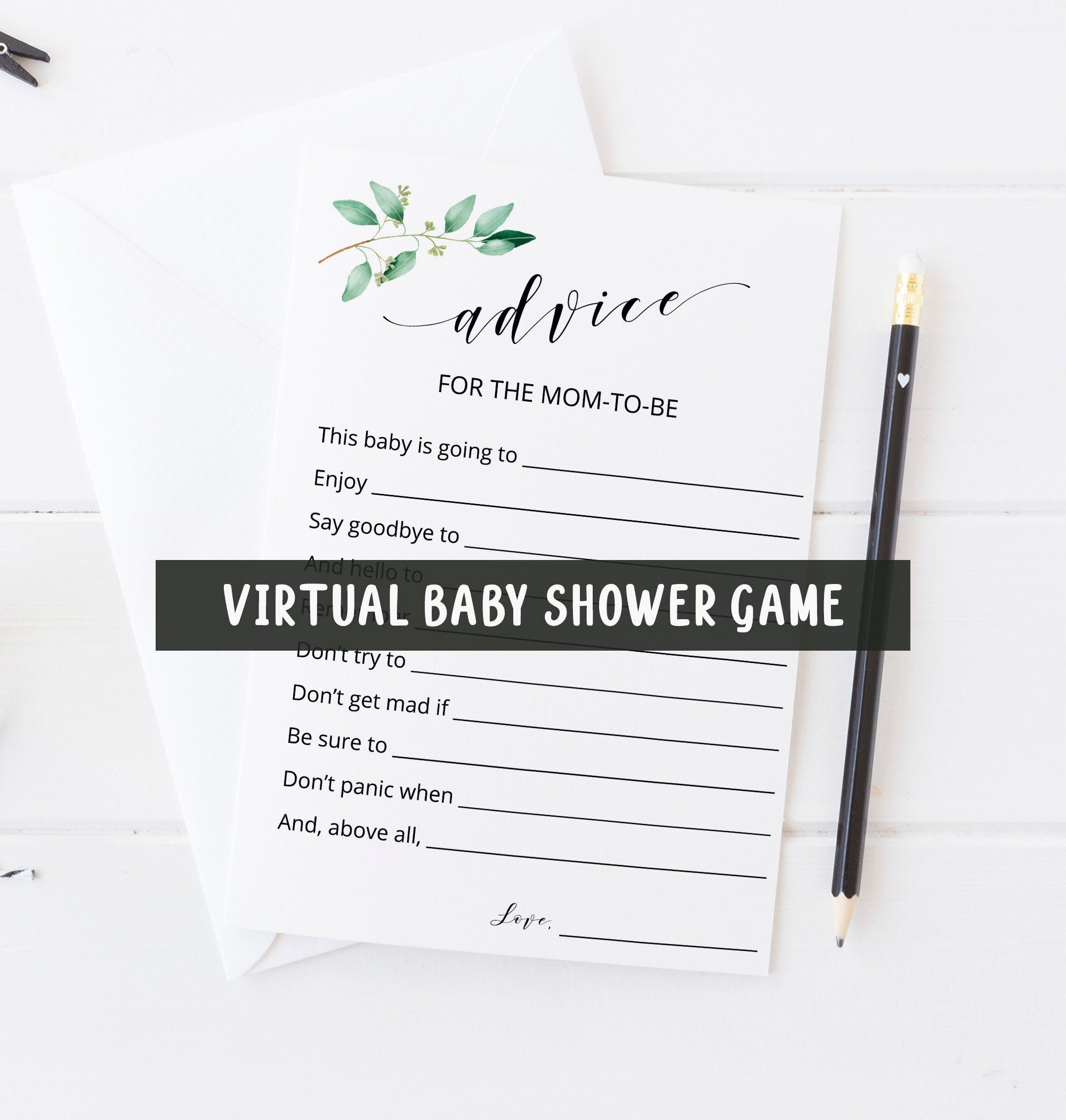Baby Shower Advice Cards Fillable PDF Virtual Baby Shower Etsy