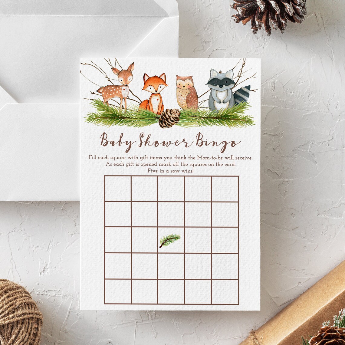Woodland Baby Shower Bingo Cards Printable Woodland Bingo Etsy