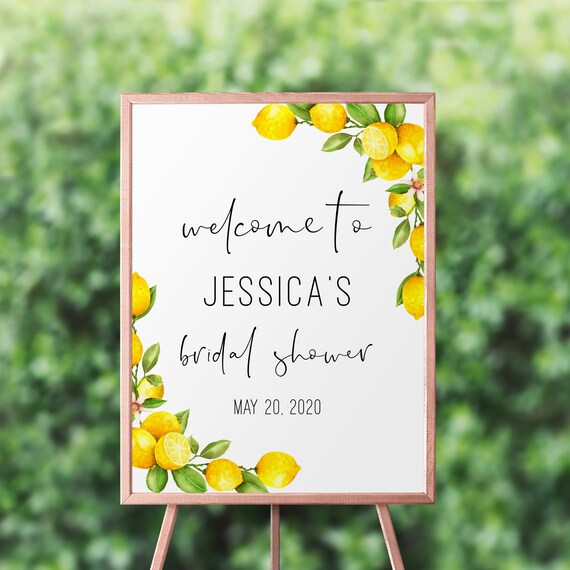 Lemon Bridal Shower Sign Welcome Poster Door