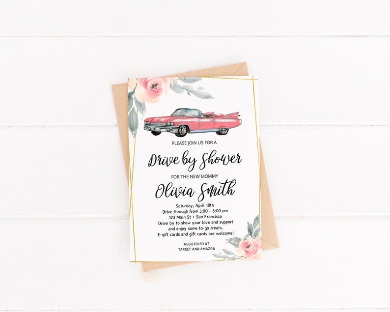 Drive by Shower Invitation Baby Shower or Bridal Shower Etsy