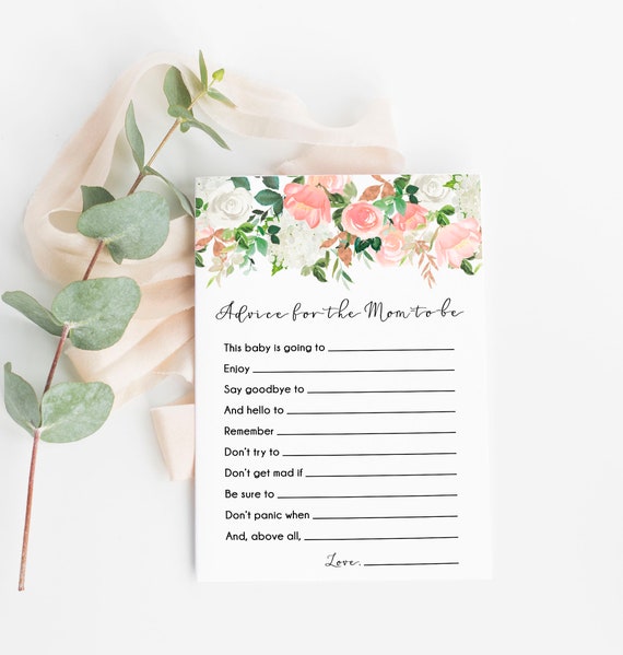 Instant ADVICE for the Mommy to Be Printable Baby Shower Advice Card Baby Girl Shower Activity Instant Download