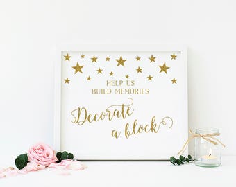 Twinkle Star Decorate a Block Baby Shower, Baby Block Sign, Sign a Block, Shower Guest Book, Twinkle Twinkle Little Star, Printable- SG1
