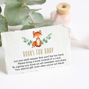 Fox baby shower boeken voor baby afdrukbaar, Fox uitnodiging invoegen, boek aanvraagkaart, Instant Download - WT1