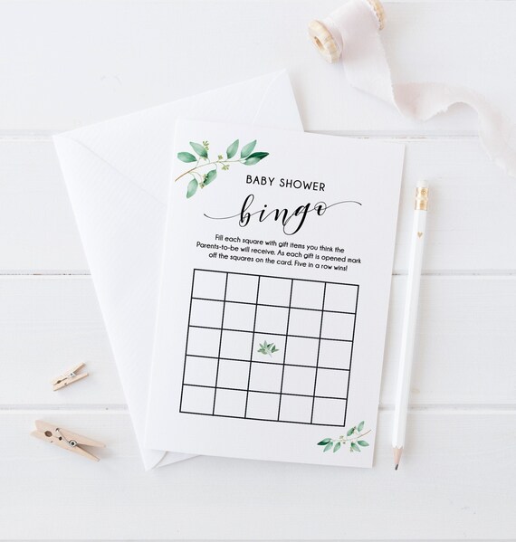 Greenery Baby Shower Bingo Game, Greenery Baby Shower Bingo, Eucalyptus Baby Shower Game, Baby Bingo Cards, Printable Instant Download - GN1 Il_570xn