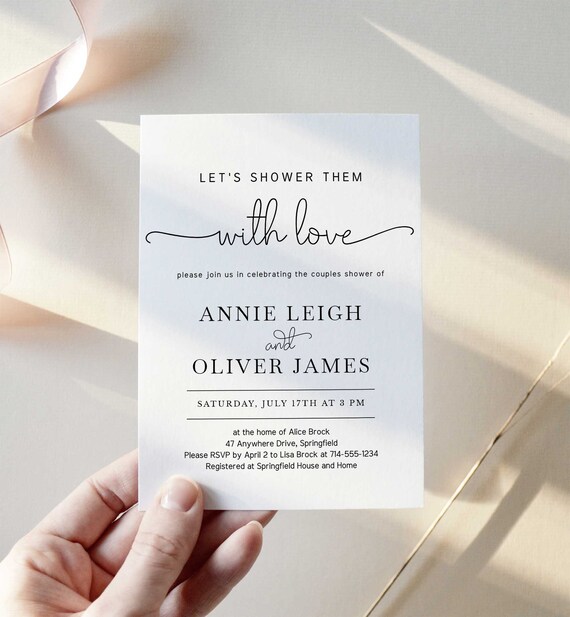 Couples Shower Invitation Template Instant Download, Modern Wedding Shower Invite, Editable With Templett Il_570xn