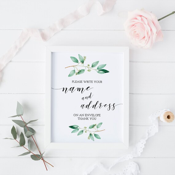 Greenery Bridal Shower Envelope Sign, Address an Envelope, Baby Shower Sign, Bridal Shower Sign, Address Sign, Instant Download - GN1 Il_570xn