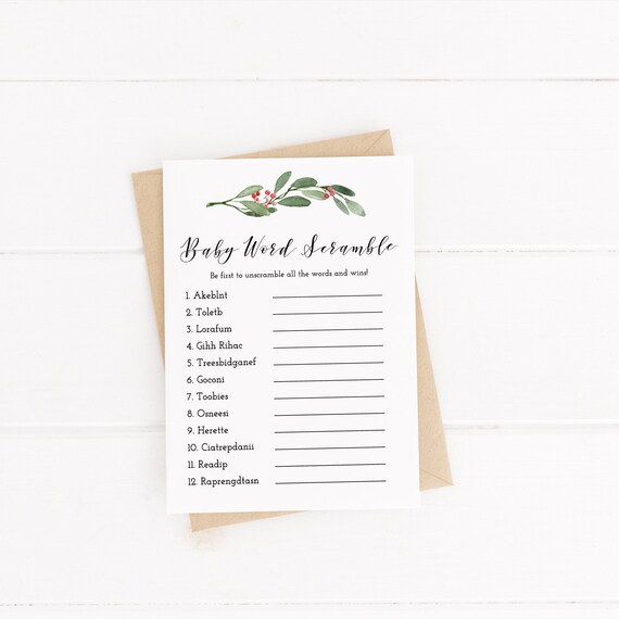 Christmas Baby Shower Game, Baby Word Scramble Game Printable, Baby Word Quiz Holiday Baby Shower, Digital Download - CH2 Il_570xn