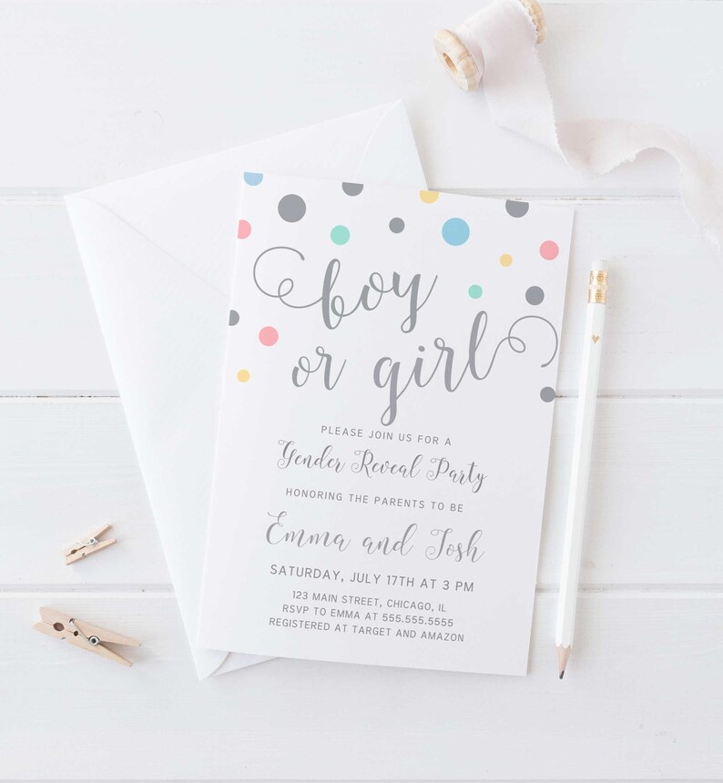 Gender Reveal Invitation Gender Reveal Party Invitation Boy Etsy