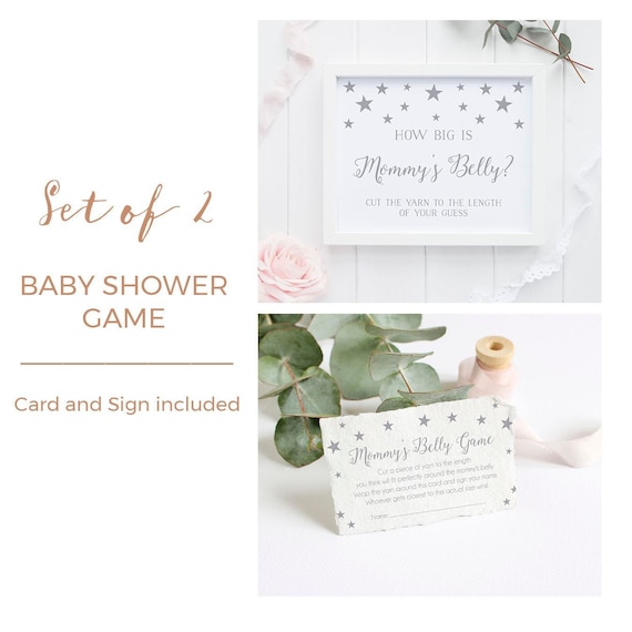 Winter baby shower game, How big is mommy's belly, guess the size, Grey Baby shower activity - WT6 Il_570xn