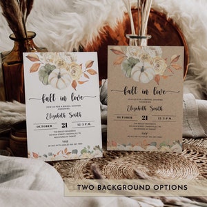 Fall Bridal Shower Invitation, Fall in Love Bridal Shower Invite, Fall Bridal Shower Invitation Template, Printable - LL4