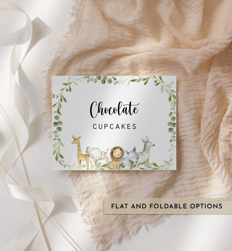 Jungle Buffet Card Template Baby Shower Food Tent Cards Etsy