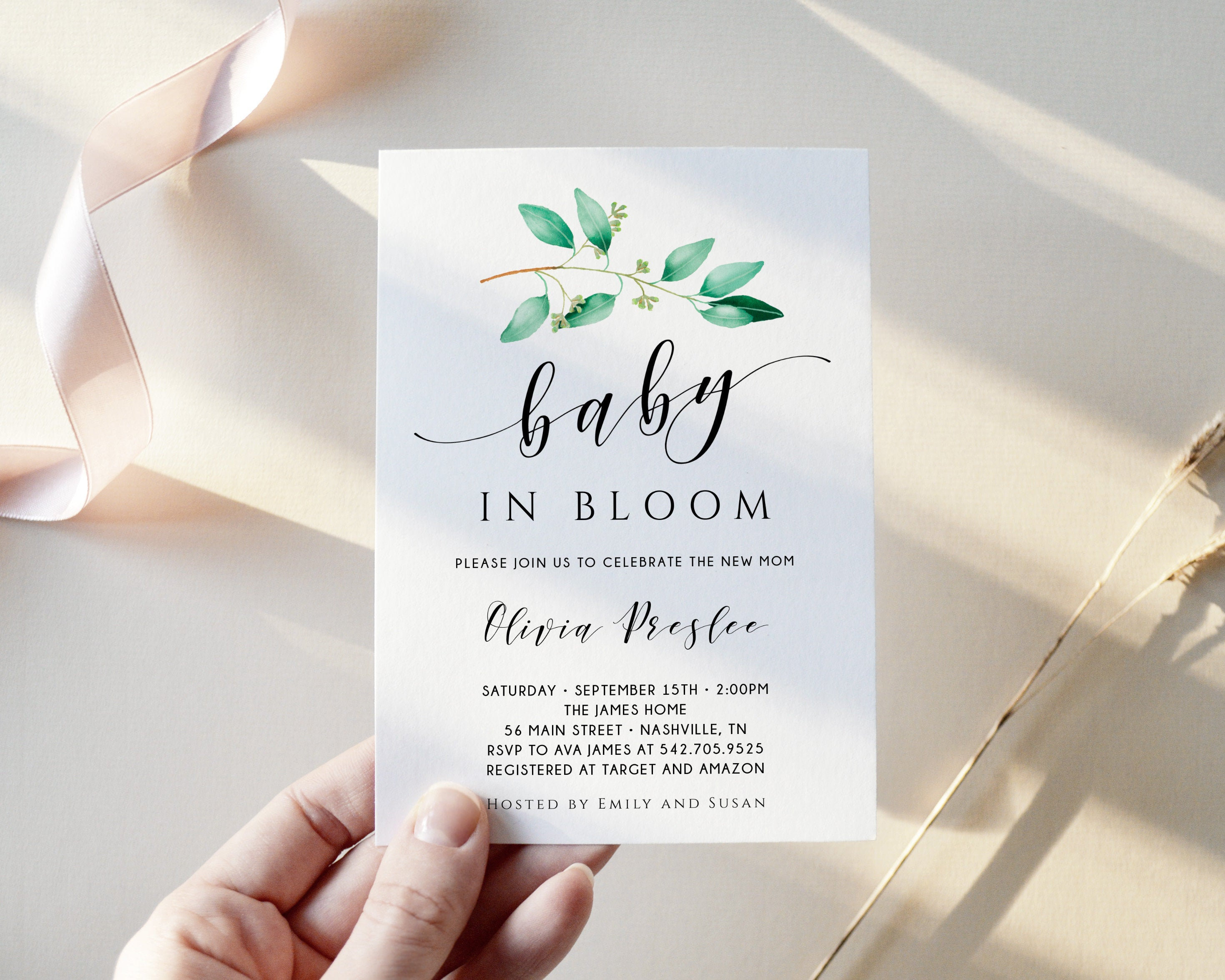 Baby in Bloom Invitation Baby Shower Invitation Template Any Etsy