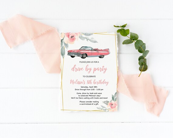 Girl Drive By Birthday Invitation, Drive By Birthday Parade Invitation, Quarantine Birthday, Invitation Template - CL6 Il_570xn