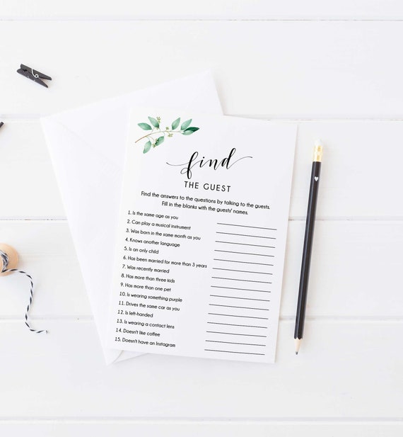 Find The Guest Baby Shower Game, Editable Find the Guest, Guess the Guest, Greenery Baby Shower Game, Printable - GN1 Il_570xn