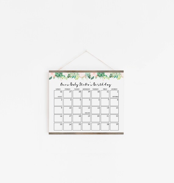 baby due date calendar template