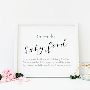 Guess The Baby Food, Baby Shower Game, Black and White Baby Shower, Food Game, Baby Food Guessing Game, Printable, Instant Download- BW2