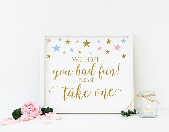 Twinkle Little Star Gender Reveal Party, Party Favor Sign, Printable, Please Take One, Twin Birthday Decorations, Instant Download - SG6 Il_570xn