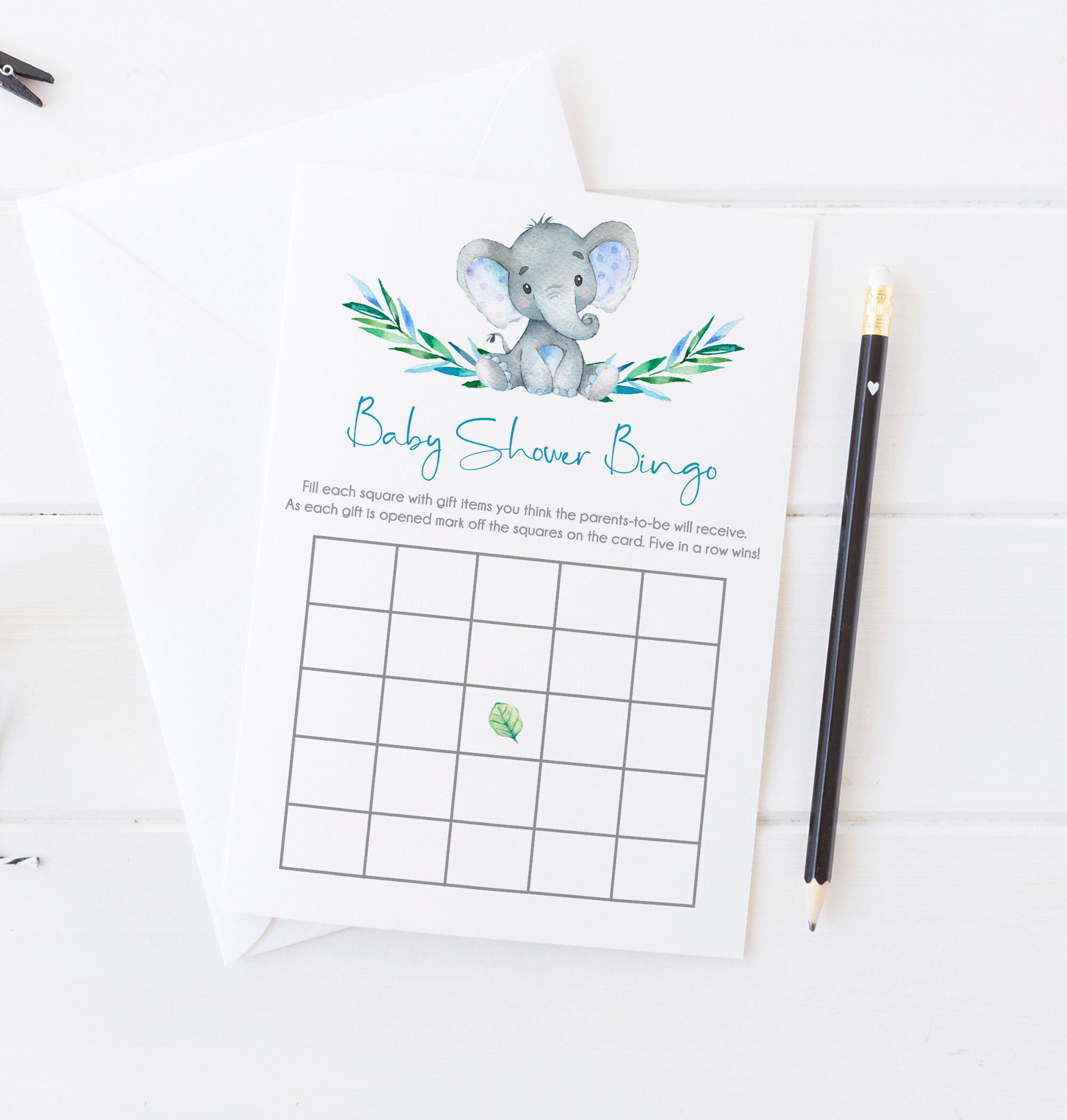 Elephant Baby Shower Bingo Printable Elephant Bingo Cards Etsy