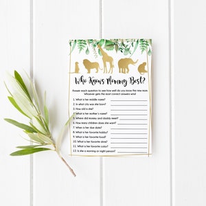 Who Knows Mommy Best, Safari Baby Shower Game, Who Know Mommy, How Well Do You Know The Mommy To Be, Instant Download