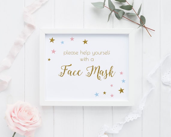 Face Mask Sign For Shower and Party, Printable Face Mask Sign, Please Help Yourself With Face - SG6 Il_570xn