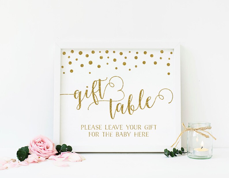 Gold Baby Shower Gift Table Sign Gold Baby Shower Etsy Gold Baby Shower Gift Table Sign Gold Baby Shower Etsy