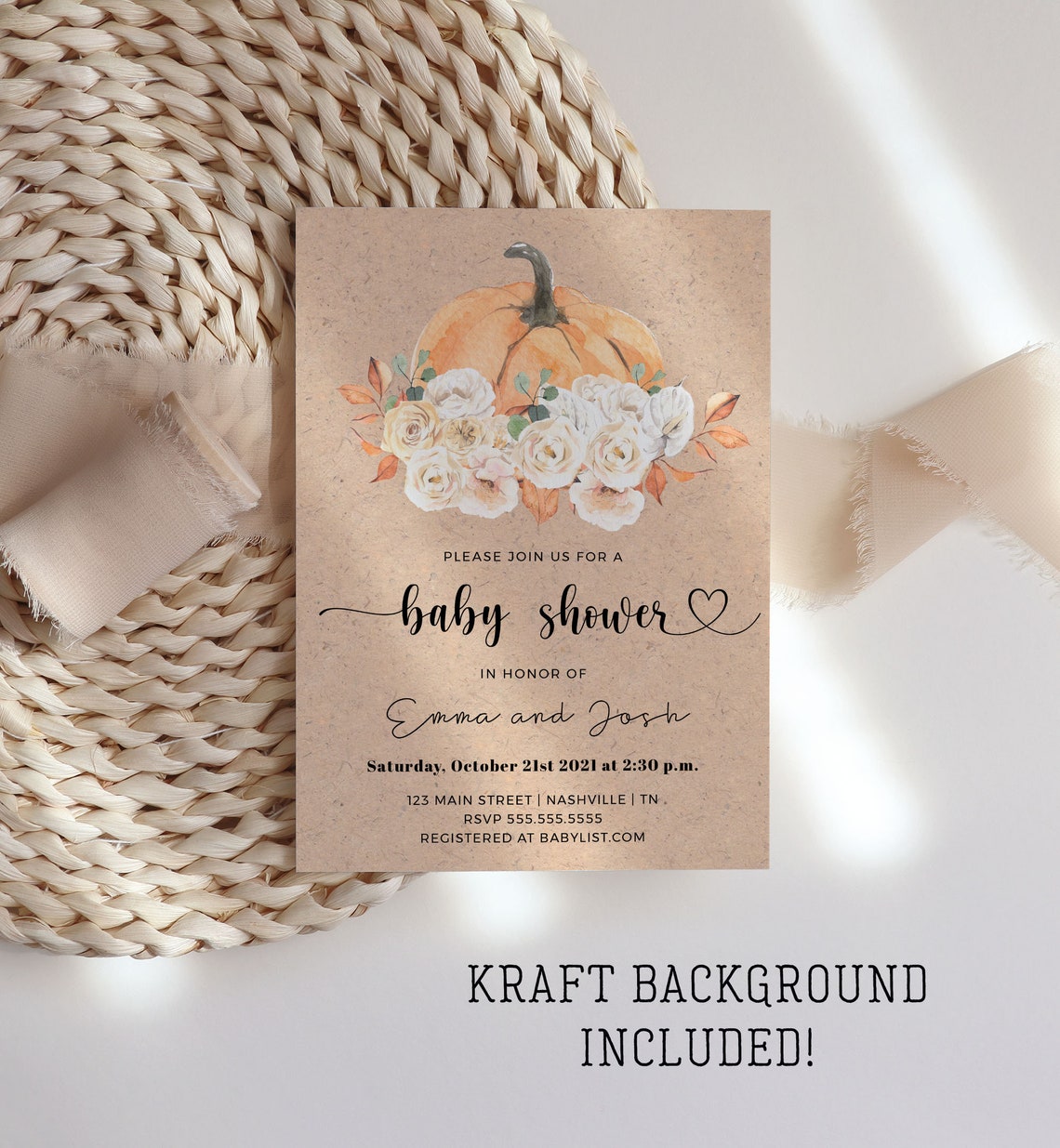Fall Baby Shower Invitation Girl Fall Baby Girl Shower - Etsy