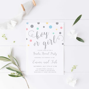 Gender Reveal Invitation, Gender Reveal Party Invitation, Boy or Girl Baby Shower Invitation, Editable Template, Instant Download - CS1