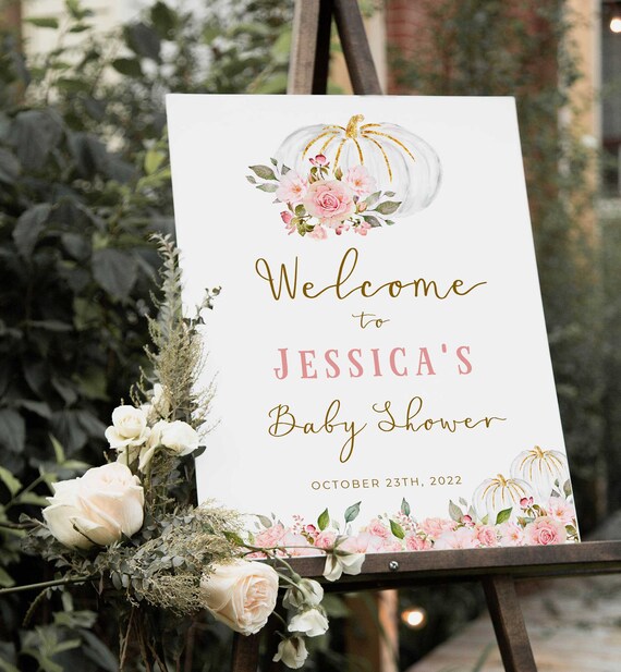 Fall Baby Shower Welcome Sign, Girl Baby Shower Sign, Welcome Sign Template, Pumpkin Baby Shower Decor, Printable - SN5 Il_570xn