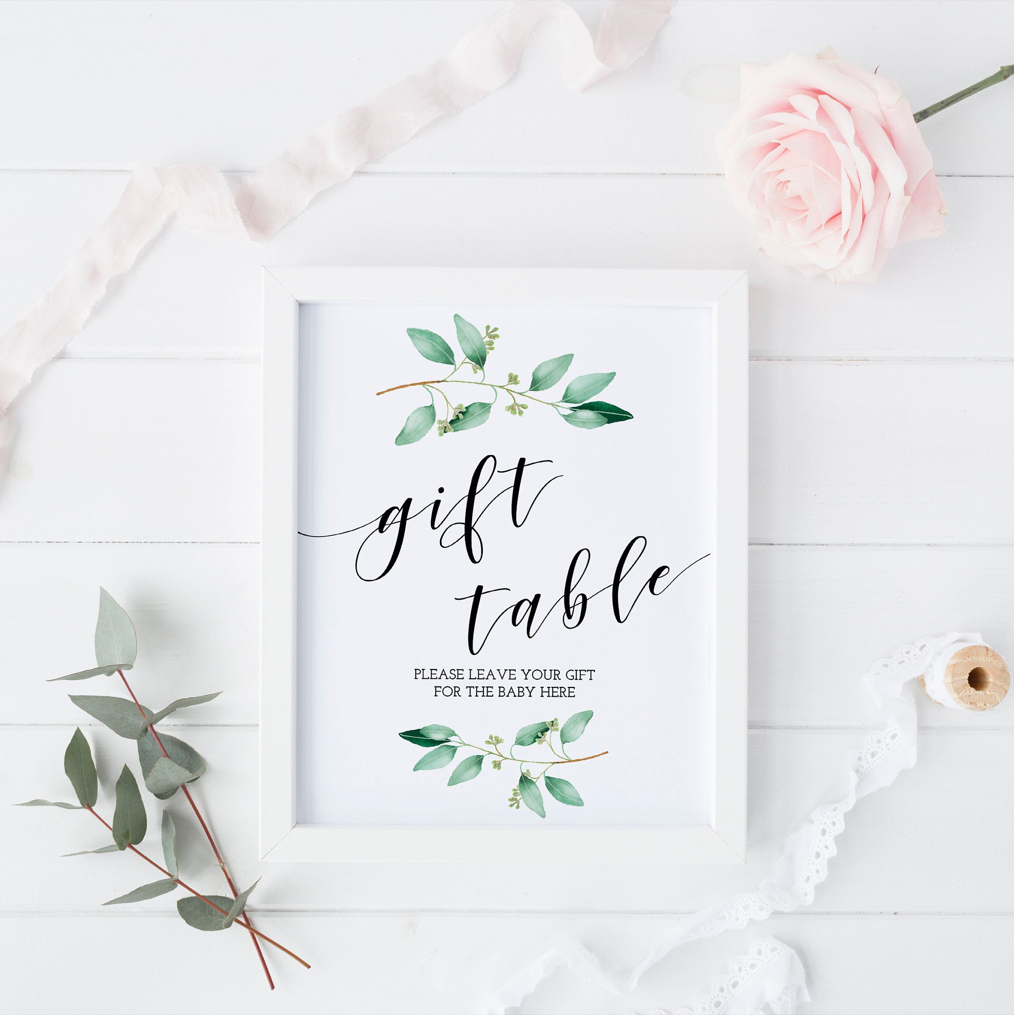 Greenery Baby Shower Decor Gift Table Sign Baby Shower Gift Etsy