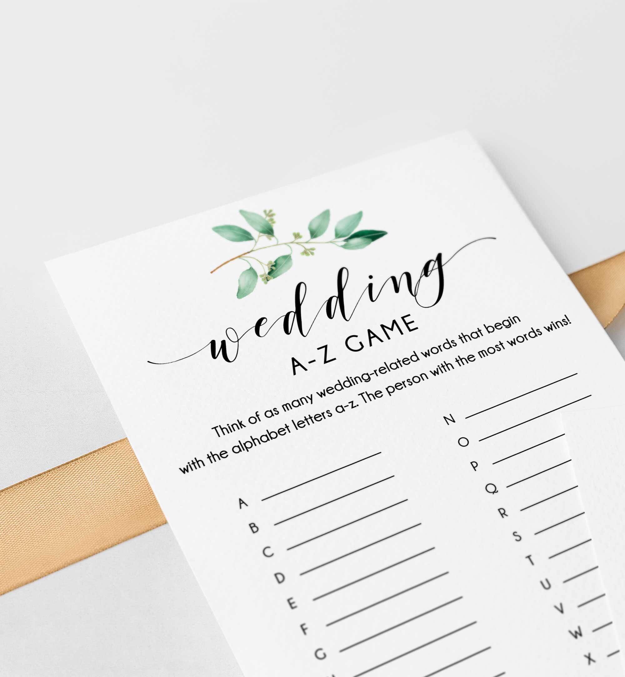 Wedding AZ Game Wedding AZ cards Wedding a to z game Etsy