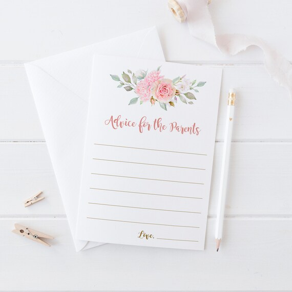 Advice for parents, girl baby shower game, advice for the parents to be, printable advice cards and sign, Floral baby shower advice - FL20 Il_570xn