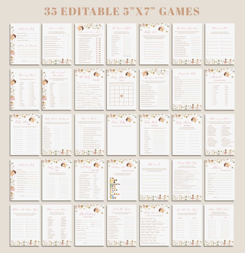 Fairy Baby Shower Games Bundle, Fairy Garden Baby Games Bundle, Enchanted Baby Shower Games EDITABLE, Instant Download - FB5 image 2