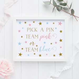 Team pink team blue gender reveal ideas, boy or girl baby shower printable sign, instant download - SG6