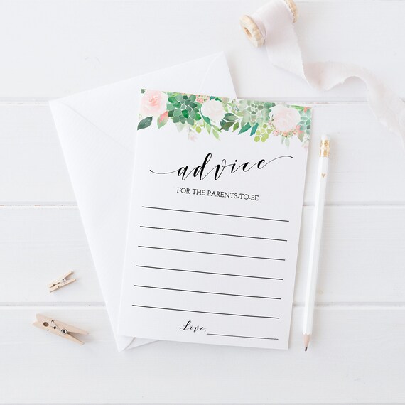 Baby Shower Advice Cards Printable, Advice For Parents To Be, Girl Baby Shower Game, Floral Baby Shower Activity, Instant Download - GN3 Il_570xn