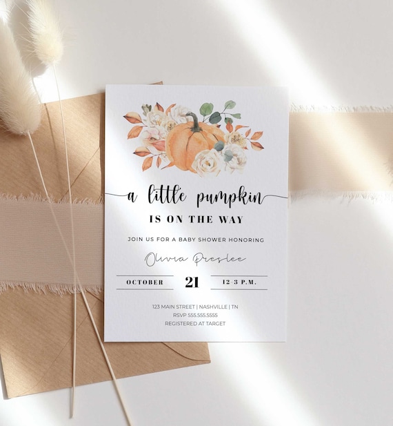 Fall Little Pumpkin Baby Shower Invitation, Fall Baby Shower Invite, Pumpkin Baby Shower Template, Fall Baby Shower Digital Invite - LL4 Il_570xn