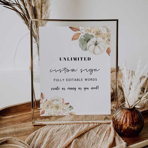 Little Pumpkin Sign Template, Fall Party Sign, ANY EVENT, Fully Editable Words, Pumpkin Shower Decoration - LL4