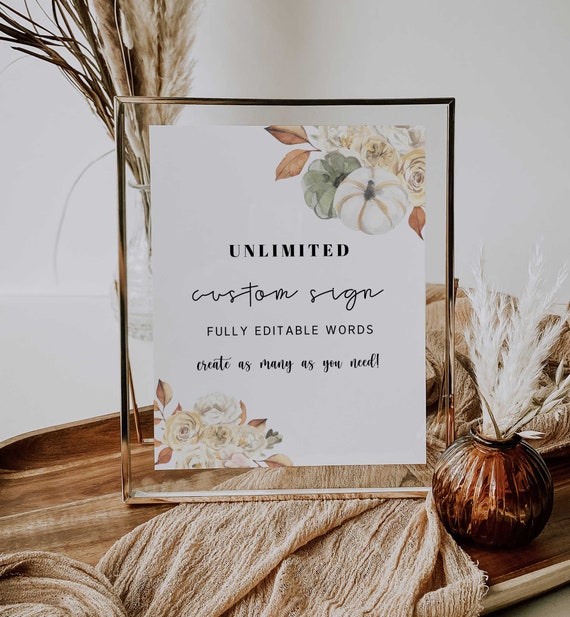 Little Pumpkin Sign Template, Fall Party Sign, ANY EVENT, Fully Editable Words, Pumpkin Shower Decoration - LL4 Il_570xn