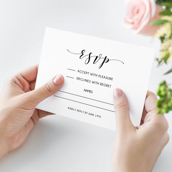 RSVP, Rsvp Cards, Rsvp Template, Editable Rsvp Card, Printable, Templett, Wedding Templates, Instant Download - BW2 Il_570xn