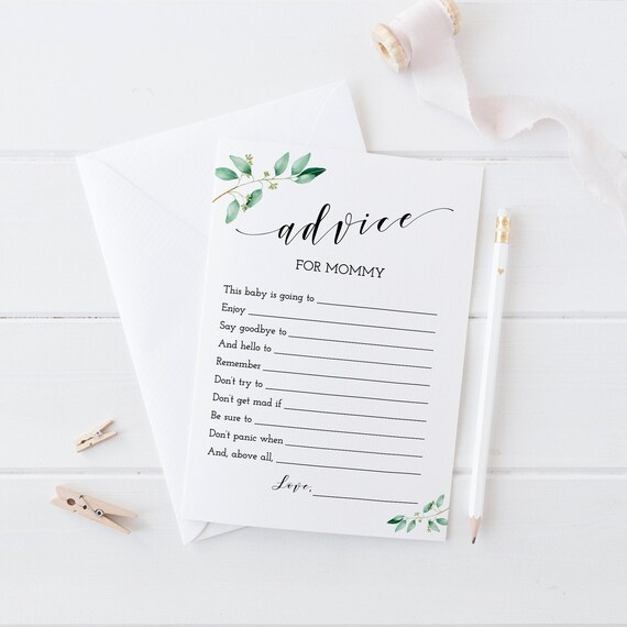 Baby Shower Advice, Advice Mommy To Be, Greenery Baby Shower Advice Cards, Baby Shower Game, Printable, Instant Download - GN1 Il_570xn