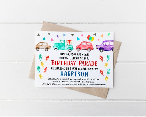 Verwonderend Birthday Parade Invitation, Drive By Birthday Invitation OR-45