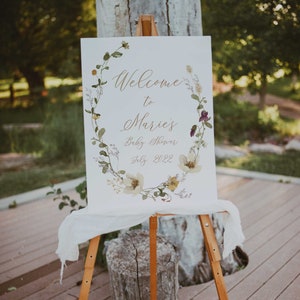 Wildflower Baby Shower Welcome Sign Printable, Wilflower Baby Shower Sign Template, Boho Baby Shower Decor, Printable - FL2