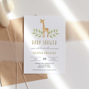 Giraffe Babypartyeinladung, Boho Giraffe Babypartyeinladung Vorlage, Junge Babypartyeinladung - FB4