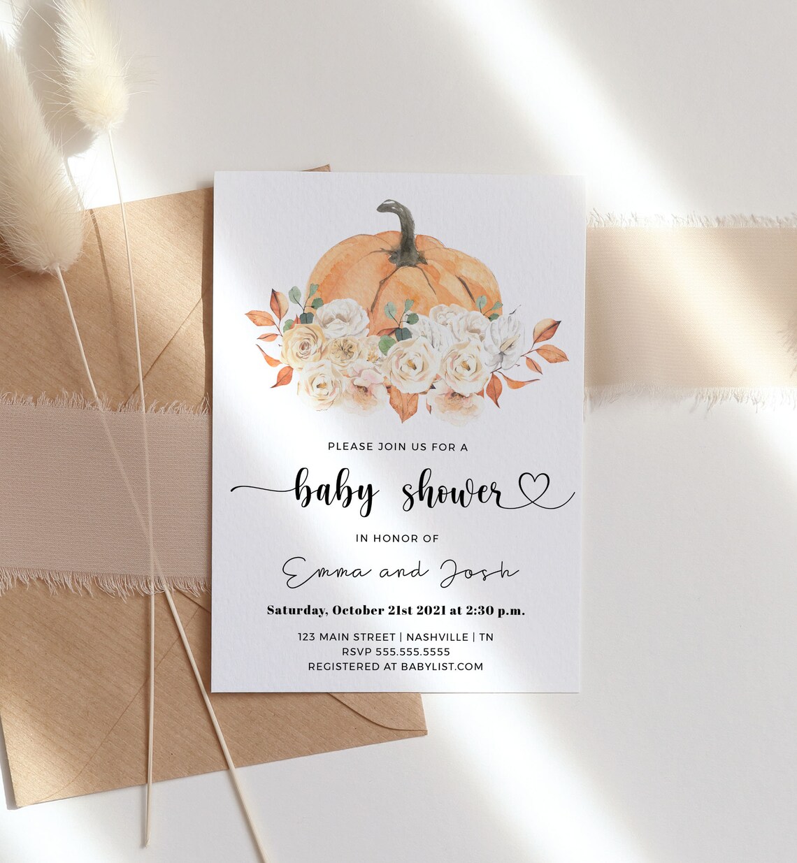 Fall Baby Shower Invitation Girl Fall Baby Girl Shower - Etsy