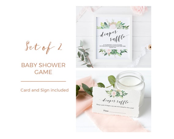 Diaper raffle baby shower girl spring baby shower diaper raffle ticket and sign, instant download, printable - GN3 Il_570xn